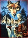 Fresque murale en céramique MEUTE DE LOUPS-ESP 020