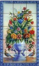 Fresque -murale-bouquet-de-fleurs-et paons-FL128