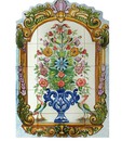 Fresque murale en céramique bouquet de fleurs et paons-FL146