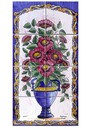 Fresque murale en céramique bouquet de pivoines-FL151