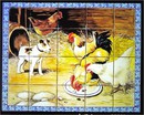Fresque murale en céramique chien et poules-DR 865.