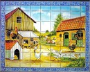 Fresque murale en céramique la basse cour-DR 662