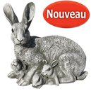 statue en pierre lapine et ses lapereaux