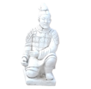 statue en pierre  guerrier Chinois agenouillé