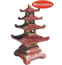PAGODE TEMPLE 4 étages en pierre reconstituée ROUGE ET OR