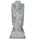 STATUE  DECORATION DE JARDIN EN PIERRE ANGE A GENOUX