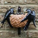 Décoration hirondelles et leurs petits en céramique