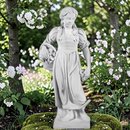 Statue en pierre fille au panier de fleurs saison printemps