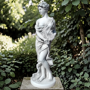 Statue de jardin en pierre Femme tenant un coquillage 