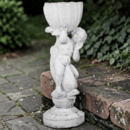 Statue enfant avec poisson portant un vase coté à droite