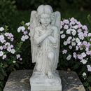 STATUE  DECORATION DE JARDIN EN PIERRE ANGE A GENOUX