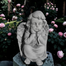 Statue Ange assis pensif