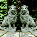 Couple statues lions géants 