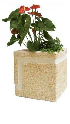 Vase carré en gravier lavé motif ligne (grand)