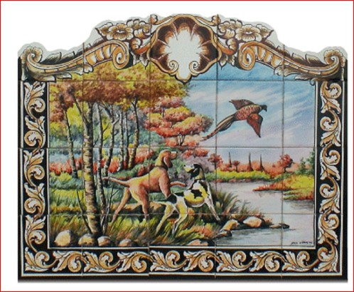  Fresque murale en céramique CHASSE AU FAISAN-FG 2308