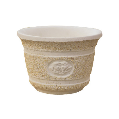 Vase rond coupe en gravier lavé motif angelot (petit modèle)