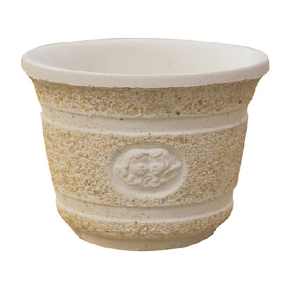 Vase rond coupe en gravier lavé motif angelot (modèle moyen)