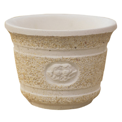 Vase rond coupe en gravier lavé motif angelot (grand modèle)