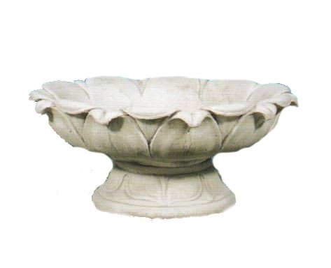 vasque basse en pierre forme tulipe sur pied 