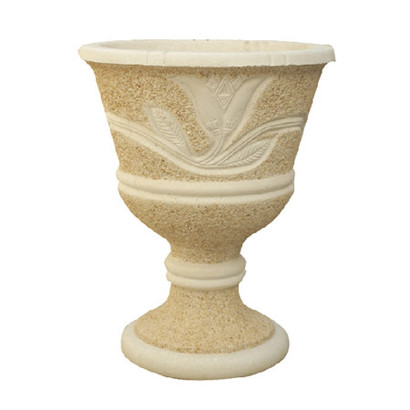 Vase coupe en gravier lavé motif fleur (petit)