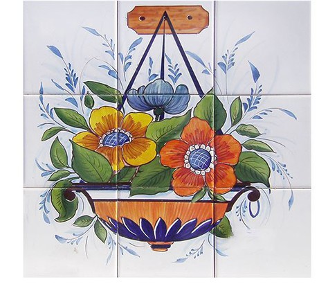 Fresque murale en céramique Bouquet de fleurs suspendu-FL144