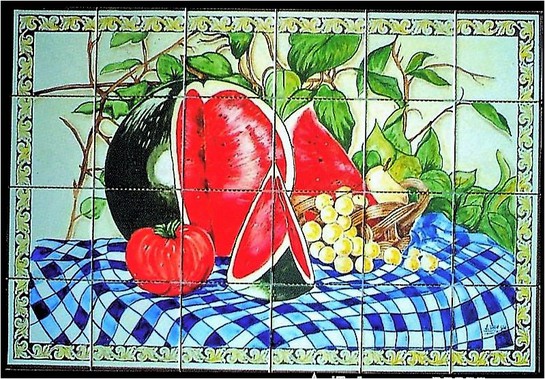 Fresque murale en céramique fruits d'été-DR 863
