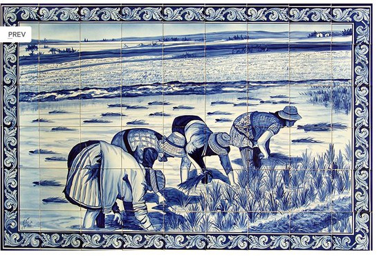 Fresque murale en céramique La récolte du riz-FG 239