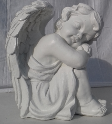 Statue Ange Endormi Perle tête à droite