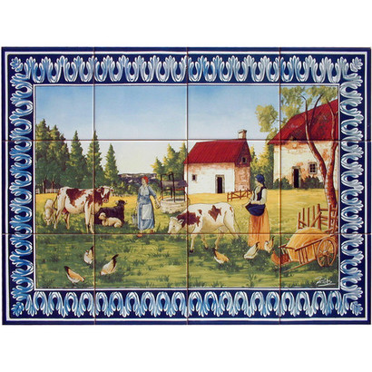 -FRESQ 625-la-fermière-et-son-troupeau-couleur-12-carreaux-