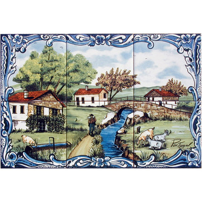 -FRESQ 1003-Mini-fresque-le- troupeau-couleur-6-carreaux-