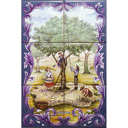 - FRESQ 1031-Mini-fresque-sur-cadre-les-olives-6-carreaux-