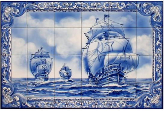  Fresque murale en céramique LES TROIS CARAVELLES-CAR 443