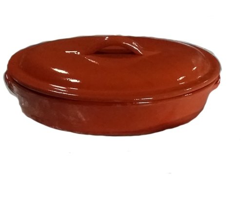 Plat ovale en terre cuite avec couvercle 