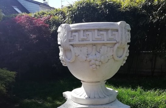 Vase coupe avec Grappe de Raisins et Frise Grecque