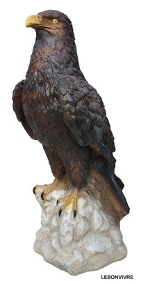 Statue aigle royal sur rocher  en couleur