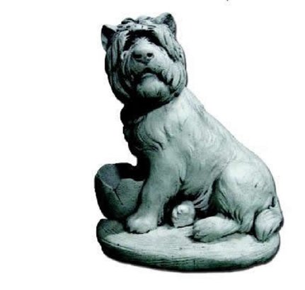 Statue Chien Assis près de sa gamelle