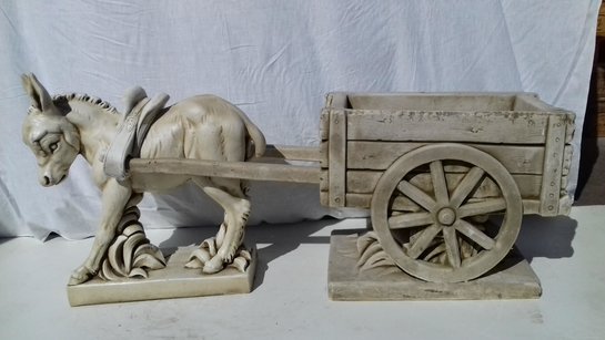 Statue Âne tirant une Charrette