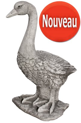 statue en pierre oie 