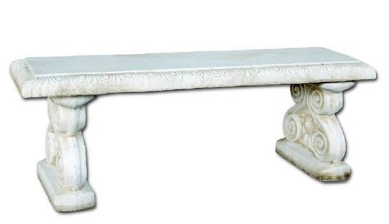 Banc droit de jardin en pierre reconstituée