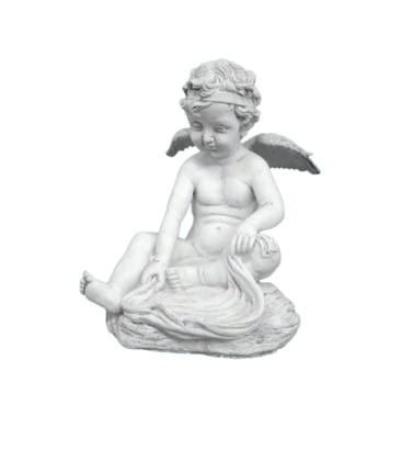 Statue Angelot Assis