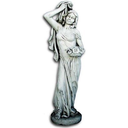 Statue de jardin en pierre : La Porteuse de Fleurs (bouquet de fleurs 
sur main gauche)