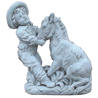 Statue Enfant et son Âne