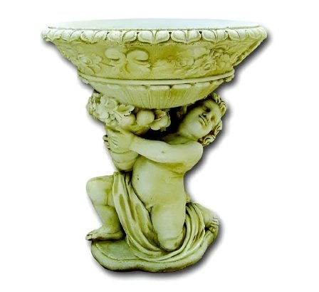 STATUE ENFANT PORTANT UNE COUPE REGARDANT A GAUCHE