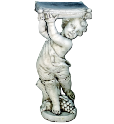 STATUE ENFANT PORTANT UN COUSSIN REGARDANT A GAUCHE
