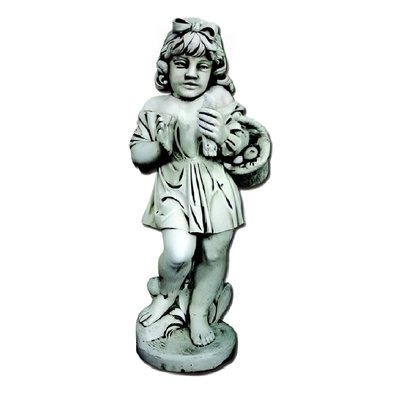 STATUE FILLETTE AU PANIER DE POMMES