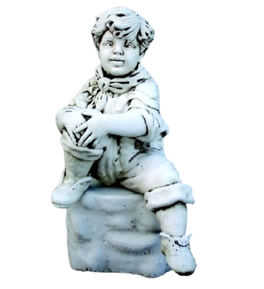 Statue Enfant Amoureux Timide sur Muret