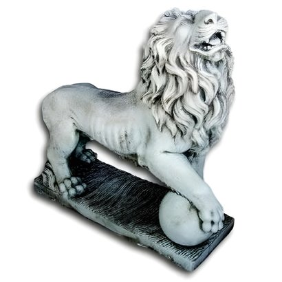 Statue Lion Géant avec Patte droite sur Boule