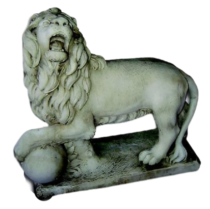 Statue Lion Tenant une Boule sous la Patte Gauche
