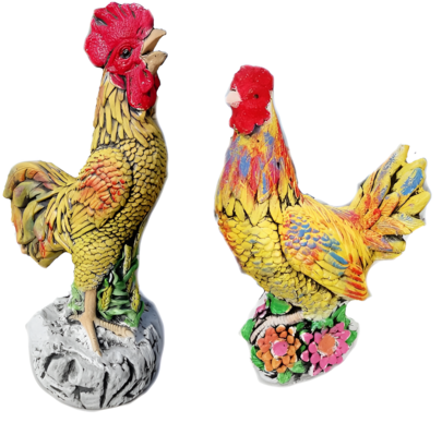 Statue  poule et coq américain