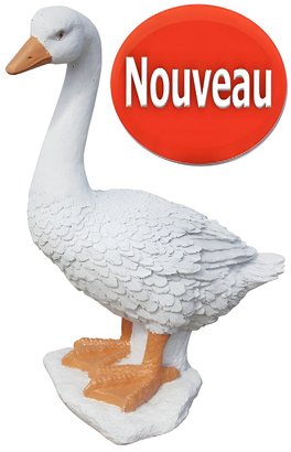 statue en pierre oie en couleur